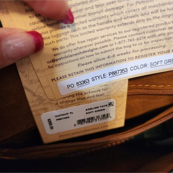 PATRICIA NASH NEW ADELINE TOOLED GREEN PURSE WITH DUST BAG - Picture 8 of 11